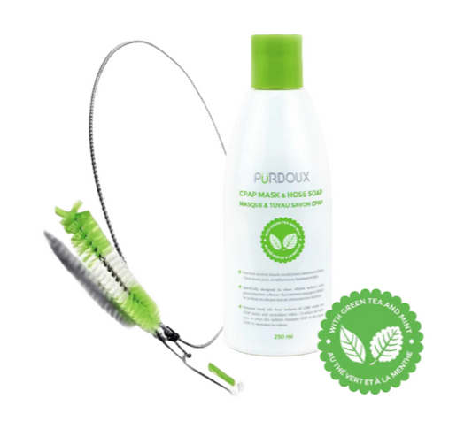 Ensemble brosse pour tuyau CPAP Purdoux, masque et savon pour tuyau