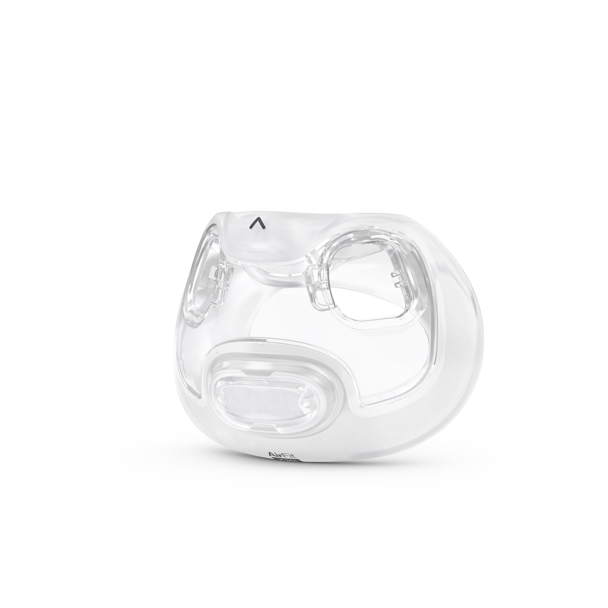 Front view, slightly angled to the left of the ResMed AirFit F30i cushion showing the nasal and oral interface design.