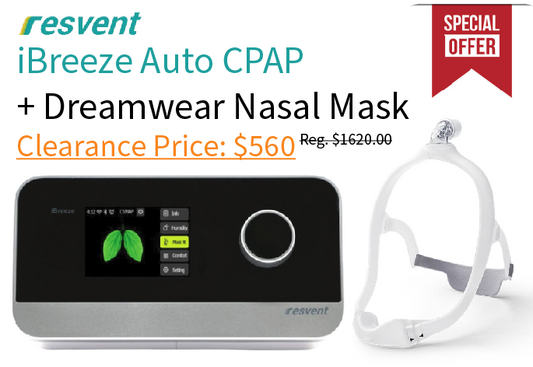 Pack ResVent IBreeze Auto CPAP avec masque nasal Philips Dreamwear
