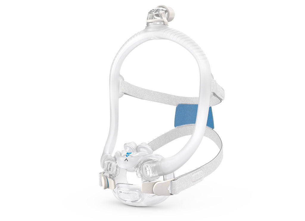 Left-angled view of the ResMed F30i oral CPAP mask showing mask frame and attached headgear.